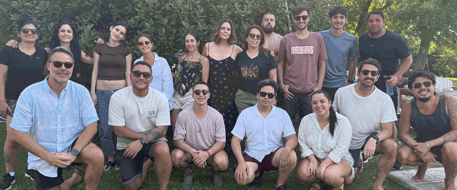 The Opratel team gathered outdoors in Buenos Aires